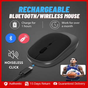 Rechargeable Computer Laptop Mouse - Bluetooth & 2.4G Wireless Mode with Noiseless Click
