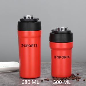 TUMBLER TERMOS SPORTS DENGAN SEDOTAN PORTABLE VACUUM INSULATED BOTTLE HOT & COOL STAINLESS STEEL 304 / BOTOL MINUM OLAHRAGA / COFFEE TUMBLER / TERMOS TAHAN PANAS & DINGIN
