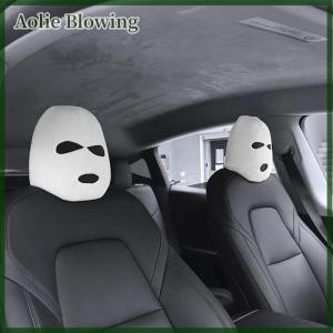 Aolie 1pc Car Seat Cover Masked Person Knitted Headgear Halloween Headrest Cover Decoration Car Anti-theft Warning Accessories