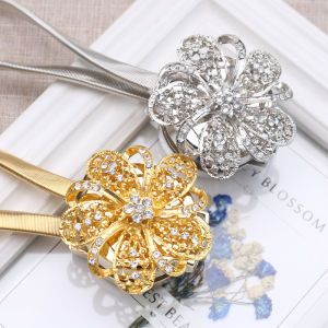 2Pcs Curtain Tieback Flower Shaped Magnetic Balls Elastic Straps Curtain Holder Buckle Tieback Tie Backs Clip DIY Room Accessories
