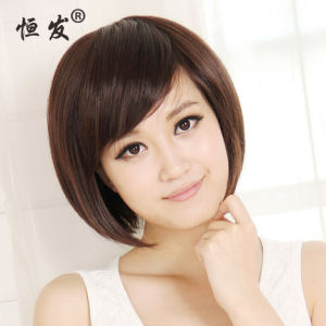 Slanted Bangs Carney Carrence Student bobo Bobo Head Short Hair Real Hair Wig Cover