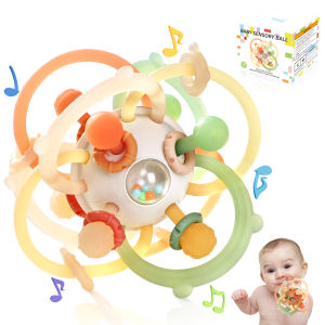 Orzbow Baby Teether Manhattan Ball Rattle Gift for Newborn Baby Chew Silicone Teething Toys Infant Grip Training Toy Sensory Toys