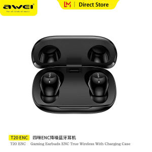 Awei T20 ENC Wireless Bluetooth Earphones with 4 Mic In Ear Earbuds 3D Surround Stereo Sound -45dB Noise Canceling Original High Quality IPX5 Waterproof Sports Touch Control Headphones