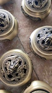 Bộ Lư xông trầm đồng nguyên khối điêu khắc rồng nổi