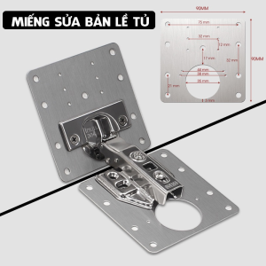 Miếng Tấm Pát Pad Thép Vuông Sửa Bản Lề Tủ Cửa Gỗ Lỗ Vít Door Hinge Repair Kit