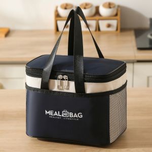 Oxford Cloth Insulated Lunch Bag Large-capacity Waterproof Portable Bento Storage Handbag