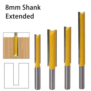 NIFINE Deep Recess Shank Router Cutter Flush Trim 8mm Straight Router Bit Wood Tool Long Bottom Cleaning Router Bit Wood Working