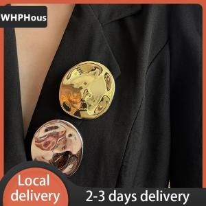 [COD] WHPHous Ship within 24 hours NEW Fashion Minimalist Irregular Geometric Metal Uneven Polished Oval Brooch For Women Girl Party Jewelry Gifts