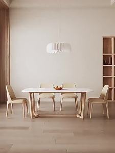 Slate Dining Table Solid Wood Dining Table Chair Combination Log Household Rectangular Dining Table Small Apartment