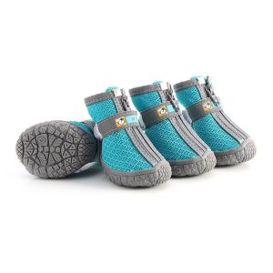 HamshMoc Dog Shoes 4Pcs Breathable Dog Boots Reflective Anti-Slip Pet Booties for Small Medium Dog Protect Paw Walking Outdoor