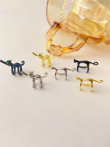1 Pair Charm Earrings Green Eyed Cats Ear Cuffs Ear Stylish Women Earrings Alloy Ear Cuffs Comfortable Earwear