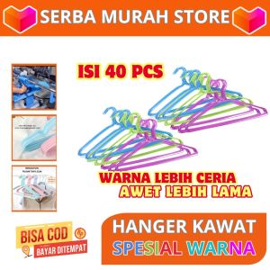 Serba Murah Store - Hanger Kawat Warna Isi 40pcs Stainless Anti Karat Murah dan Tebal Gratis Ongkir
