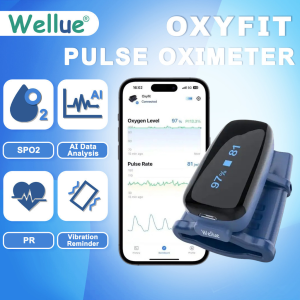 Wellue Oxyfit Finger Pulse Oximeters Bluetooth Spo2 Sensor Rechargeable Pulse Oximeter with Memory
