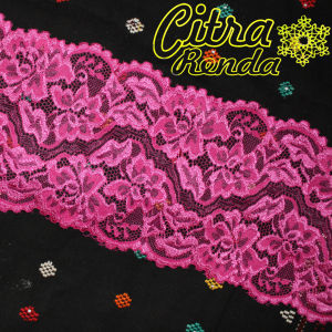 (Per Meter) RDS102 Renda Strech Pink Fanta Lebar 12 cm Motif Cantik