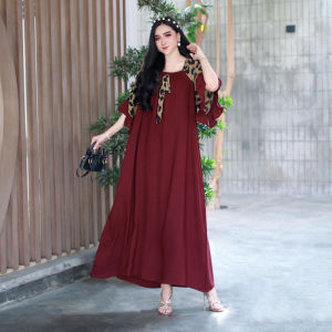 Dress Lalisa Daster Fuji Macan Kekinian Lengan Lonceng LD 130 Rayon Tebal