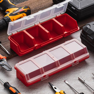 1Pc Plastic Screw Organizer Box with 4 Compartments Portable Tool Parts Storage Bin with Lid for Hardware Small Parts Display