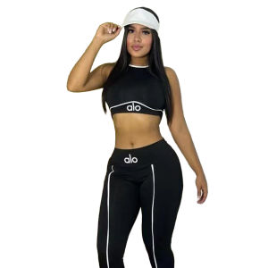original alo European and American womens casual sportswear fitness set high-intensity shock-absorbing running and yoga outfit two-piece set