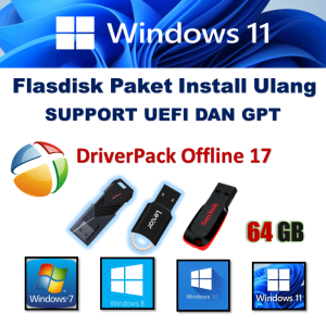 Flasdisk Install Ulang Windows Multiboot 64 GB & Driverpack offline Update 2025