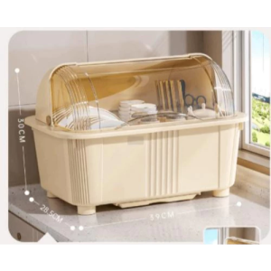 Dish Cabinet With Cover Foldable Dish Rack Drainer Drying Rack Aesthetic With Cover For Plates Bowls White Blue Cream Color