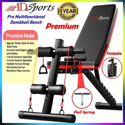ADSports AD600【THICKEN TUBE】Multi-Purpose Adjustable Gym Chair Bench - Foldable Sit up Dumbbell Bench Exercise Bench Fitness Training Abdominal Hyper Back Extension Incline Bench for Full Body Workout