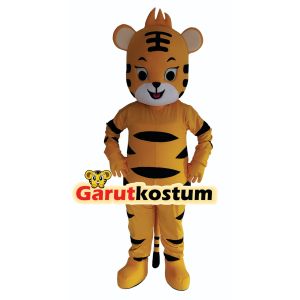 Kostum maskot badut macan kuning dan hitam setelan dewasa lucu