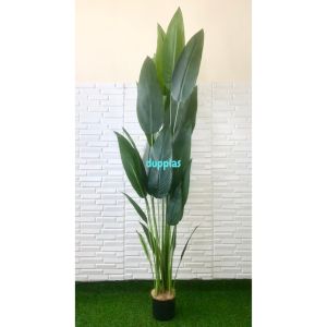 Pohon Artificial Tanaman Hias Daun Heliconia T210 Latex Pot Dasar Hitam Dekorasi Kantor