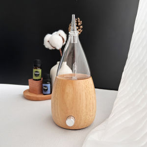 FLOWEROMA Waterdrop Shaped Essential Oil Nebulizer Aroma Diffuser 7 Colors Night Light Intermittent Spray Home Fragrance Aromatherapy