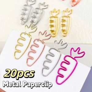 COUPLECOL 20pcs Metal Paper Clips Cartoon Carrot Shaped Metal Paperclip Students Stationery Cute Paper Decorative Clip Paper