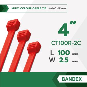BANDEX เคเบิ้ลไทร์ สีแดง ขนาด 4 6 8 นิ้ว สายรัดจับเก็บอเนกประสงค์ 1ถุง/100เส้น ของแท้
