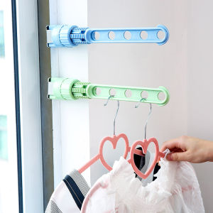 Ready Hanger Portable Folding Laundry Rack 5 Holes Indoor Drying Clothes Rack Travel Foldable Window Frame Hanger