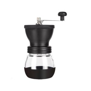 Hand Cranked Coffee Mill with Adjustable Coarseness Setting Stainless Steel and Glass Manual Espresso Grinding Machine