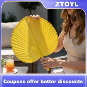 【ZTOYL】 Plastic Artificial Palm-Leaf Fan Vintage Large Size Artificial Straw Fan Thickened Hand Fans Photo Props
