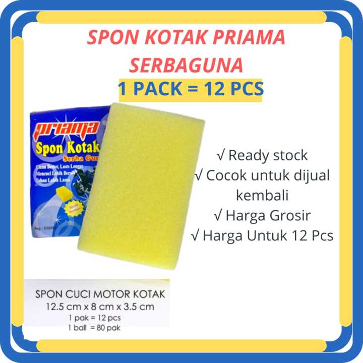 Sponge Busa Kotak 1 Pack Isi 12 Spons Cuci Motor Cuci Piring Spon Serbaguna