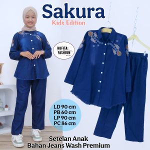 SAKURA SET JEANS ada Jumbo Juga Pakaian Wanita Jeans Premium One Set Dewasa Perempuan Busui BB 50 - 100 KG
