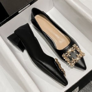 [Free Shipping] Brand Clearance Genuine Leather Chunky Heel Single Shoes For Women 2026 New Mid-Heel Loafers Grandma Shoes Professional High Heels