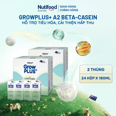 Combo 2 x Thùng 24 hộp Sữa bột pha sẵn GrowPLUS+ A2 beta-casein Hộp 180ml
