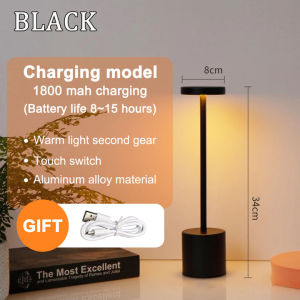 LED Table Lamp christmas lights Aluminum Alloy 3000mAh Desk Lamp Indoor Lighting Rechargeable Light USB Charging Touch Control Night Lamp Tricolor Adjust Brightness Bedside Lamp for Bedroom Bar Cafe Hotel Study#DG006