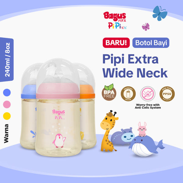 Bagus Pipi PPSU Extra Wide Neck Baby Bottle 240 ml (L) Botol