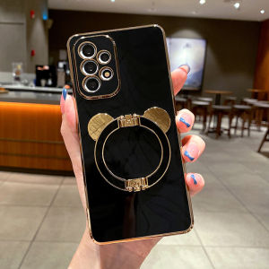 [With Holder]KISSCASE Samsung A32 A22 A31 A70 A72 A21s A73 A53 A71 A52 A51 A32 A12 Panda Bracket Electroplated Soft Phone Case