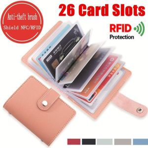 CBT 26 Card Slots Multi-function Purse Candy Color Women Men PU Leather Credit Card Holder Wallet RFID Blocking