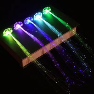 วิกผม มีไฟ เรืองแสง LED กิ๊บติดผม ฮาโลวีน ไฟเบอร์ออปติก อุปกรณ์ตกแต่งปาร์ตี้ บาร์ กิ๊บเปียติดผม รูปผีเสื้อ พร้อมส่ง