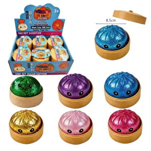17 MILE 2Pcs Simulation Dumpling Squishy Toy Glitter Design With Steamer Sensory Toy For Kids & Adults