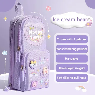 Tempat Pencil Kotak Pensil Anak Sekolah Tas Pensil aesthetic alat tulis Kapasitas Besar Lucu 3D