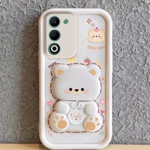 เคสโทรศัพท์ OPPO A5i Pro OPPO A3 A5 A5X A3X 5G 4G เคสใหม่เคสหมีตัวการ์ตูนน่ารักพร้อมขาตั้งกระจกแบบหมุนที่สร้างสรรค์กันการตกเคสนิ่ม2025