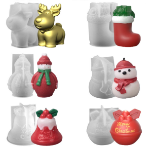 Giáng sinh khuôn Silicone thiết lập để làm đồ trang trí cho ngày lễ với REINDEERS Snowman thiết kế
