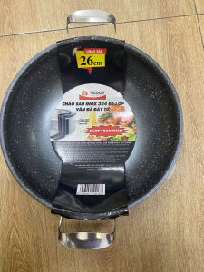 Chảo Sâu VÂN ĐÁ 304 Ba Lớp Đáy Từ Ticook - Chảo 2 quai sâu 3 lớp 304 VÂN ĐÁ toàn thân Cao Cấp 26cm