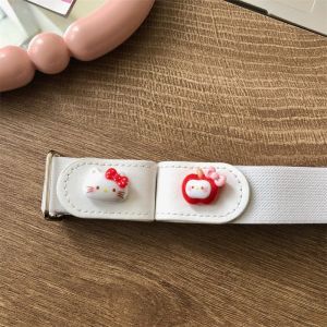 Sanrio Hello Kitty เข็มขัดผู้หญิง Y2K ยืดหยุ่นขี้เกียจ Kawali โลหะหัวเข็มขัดเข็มขัดสาวกางเกงยีนส์เข็มขัดตกแต่งเสื้อผ้า