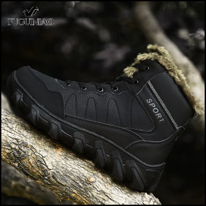 Fuguiniao 2022 New Leather Winter Men Boots Waterproof Warm Fur Snow Boots Men Outdoor Winter Work Casual Shoes Military Combat Ankle Boots(Free Shipping)