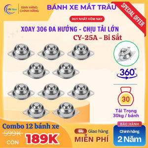 Combo 10 Bánh xe đa hướng con lăn bi cầu Mắt Trâu Đa Hướng CY-25A bằng thép Bàn Trượt Xoay 360 độ đường kính 25mm
