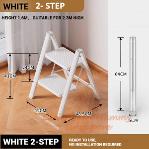 2/3/4 Steps Wide Pedal Steel Ladder Foldable Step Ladder Space Saving Anti-Slip Pad Indoor Lightweight Household/Fireheart Warrior
